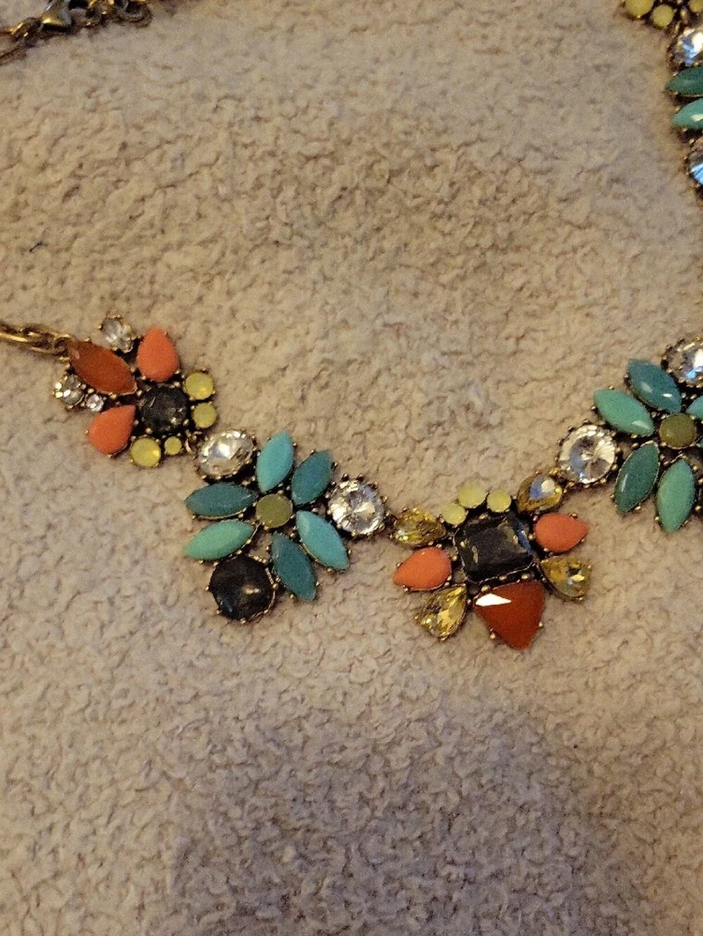 Stella & Dot Multicolor Floral Bib Necklace - Turquoise, Coral, Yellow & Black